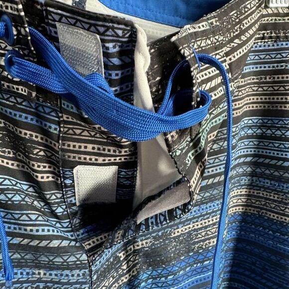 Prana Board Shorts 33 Mens Blue Striped Back Pocket Swim Trunks Bathing Suit - Picture 12 of 15